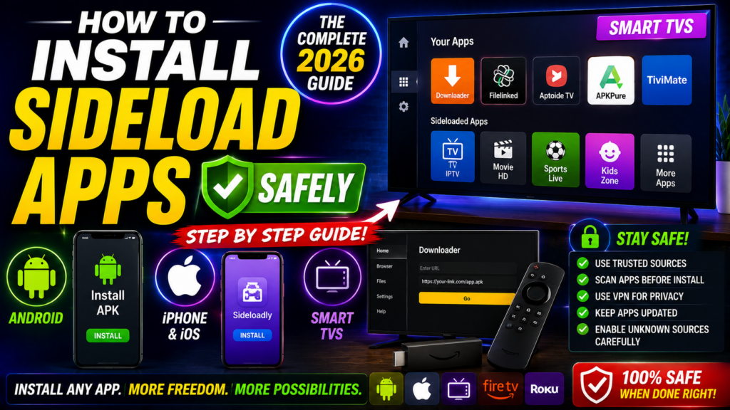 How to Install Sideload Apps Safely The Complete 2026 Guide for Android, iPhone & Smart TVs